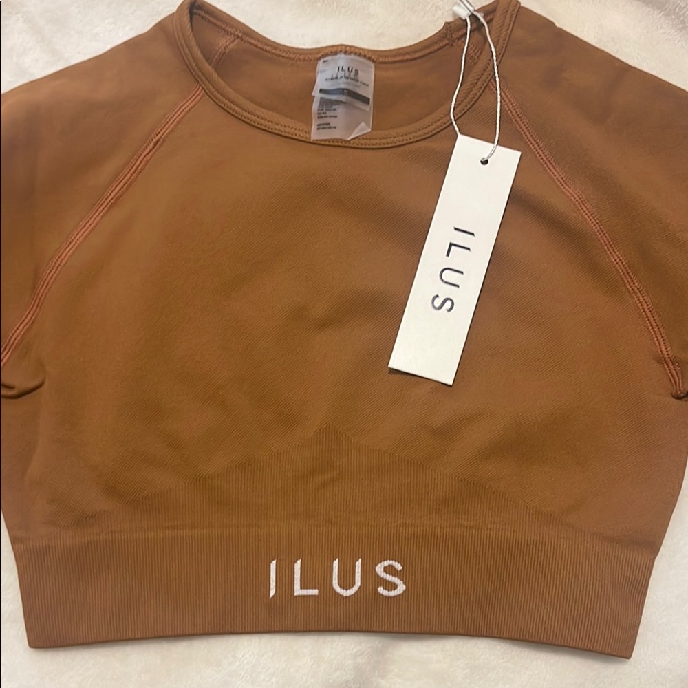 Ilus Brown Fitted Crop Top (Workout Top)